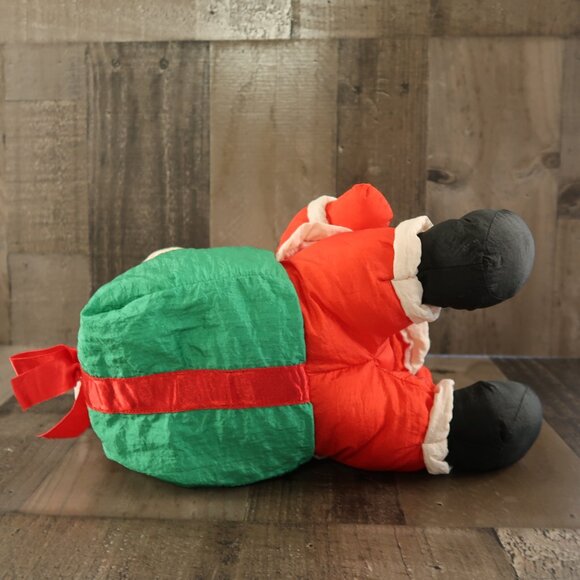 Santa Claus Christmas Puffy Plush Toy with Back Sack Parachute Vintage Holiday - Picture 7 of 7
